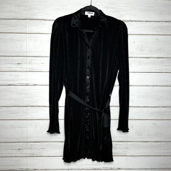 Mable Disco Plisse Mini Dress Black Size Small - Picture 2 of 11